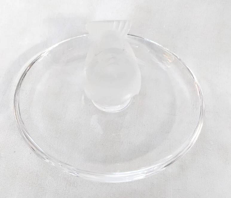 Lalique France - Crystal Ring Holder Sparrow Figurine Signed
