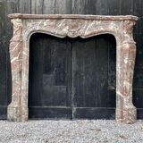 Louis XV style fireplace in grey marble from the Ardennes circa 1880
