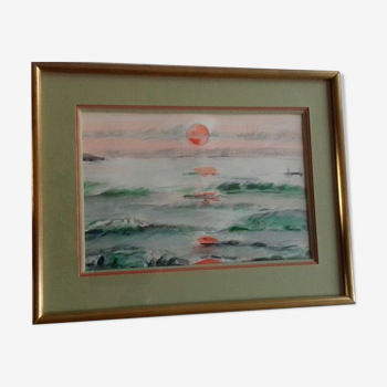 Ancient painting, watercolor "sunset"