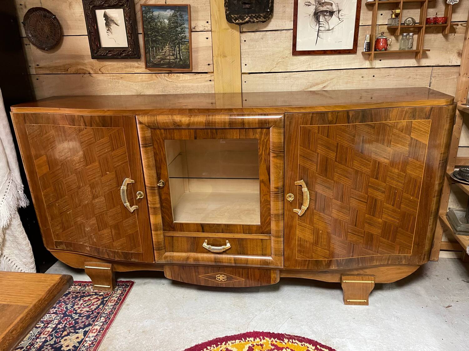 Art Deco sideboard buffet, walnut veneer, 30/40 mm thick