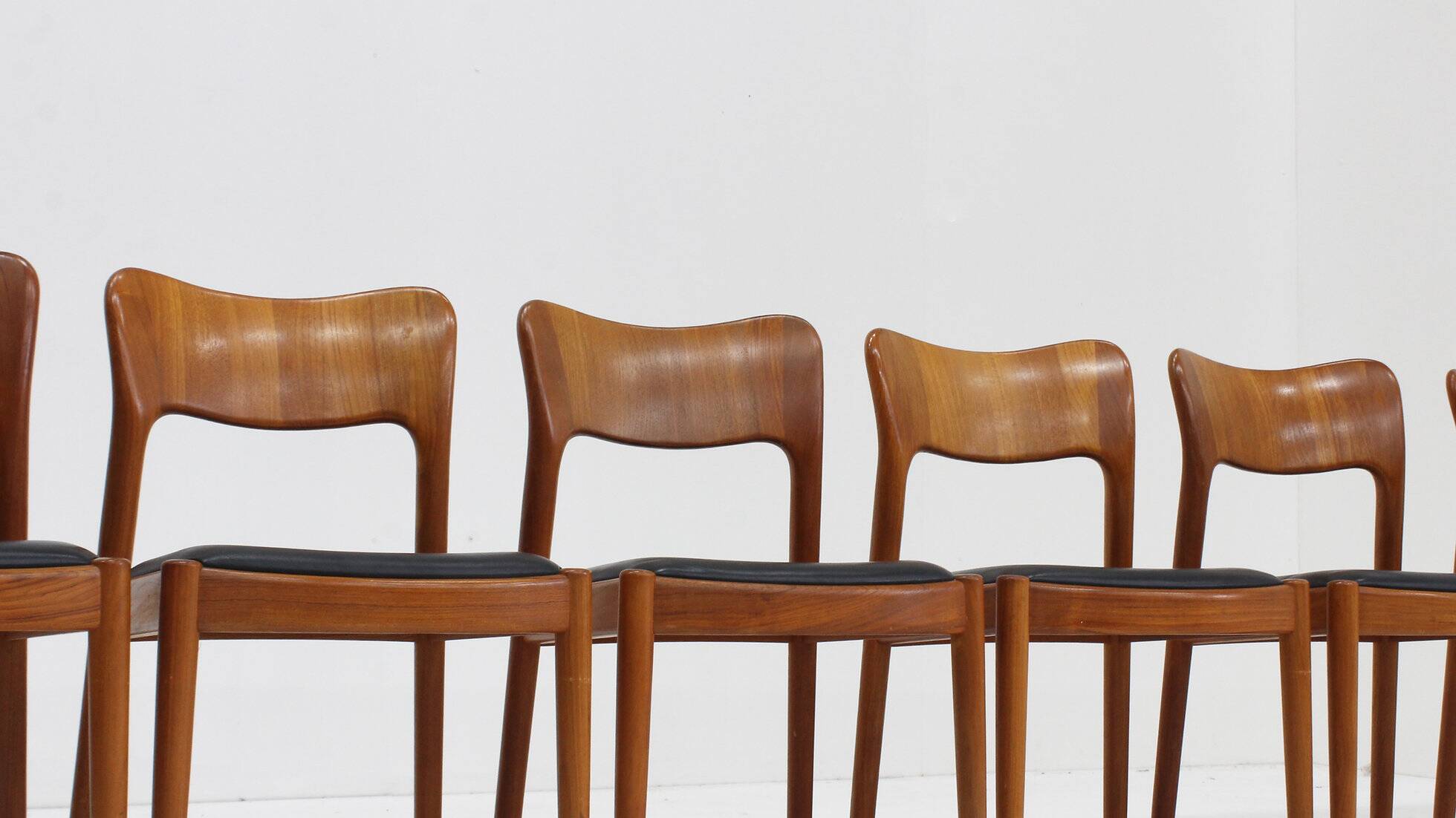 Vintage Danish dining chairs by Niels Koefoed 1960s teak set of 7