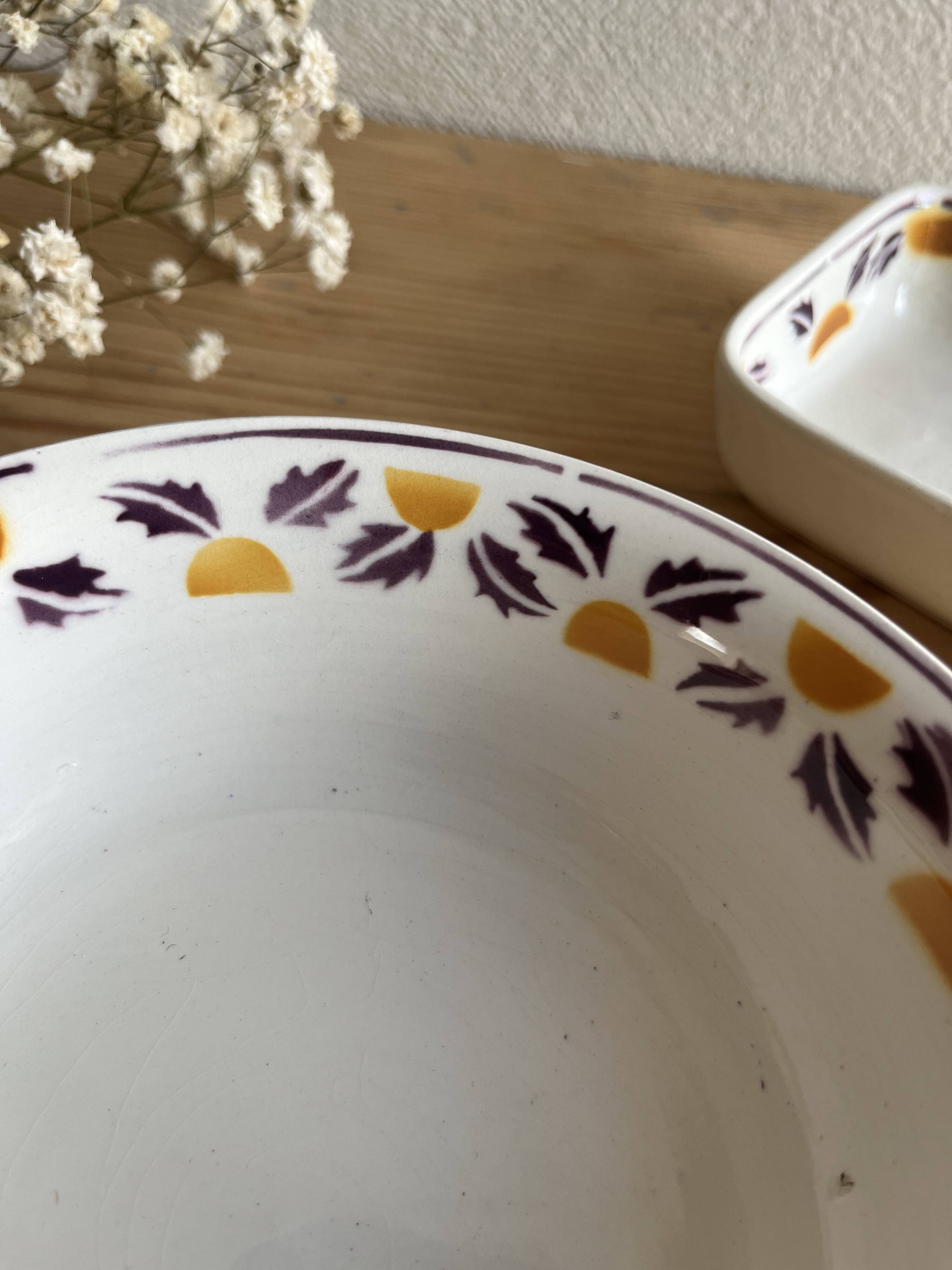 Bathroom set / earthenware soap dish Digoin Sarreguemines