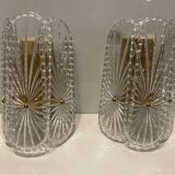 Mid-Century Crystal Sconces, Set of 2
