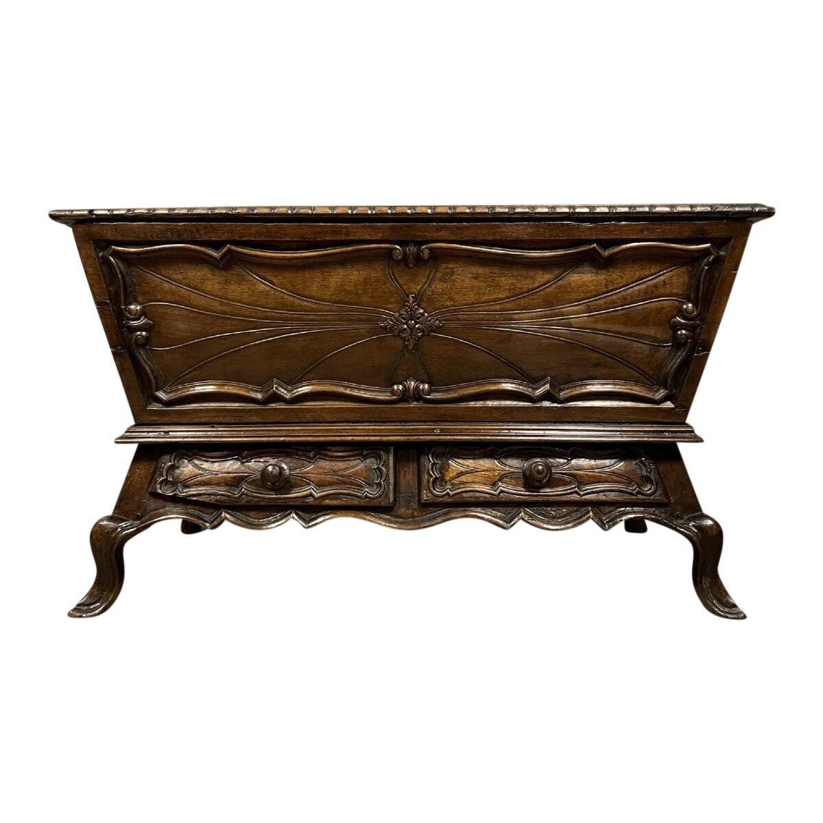 Louis XV style kneading trough in solid walnut