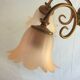 5-branched chandelier brass, wood and glass