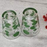 Set of vintage orange and green glasses