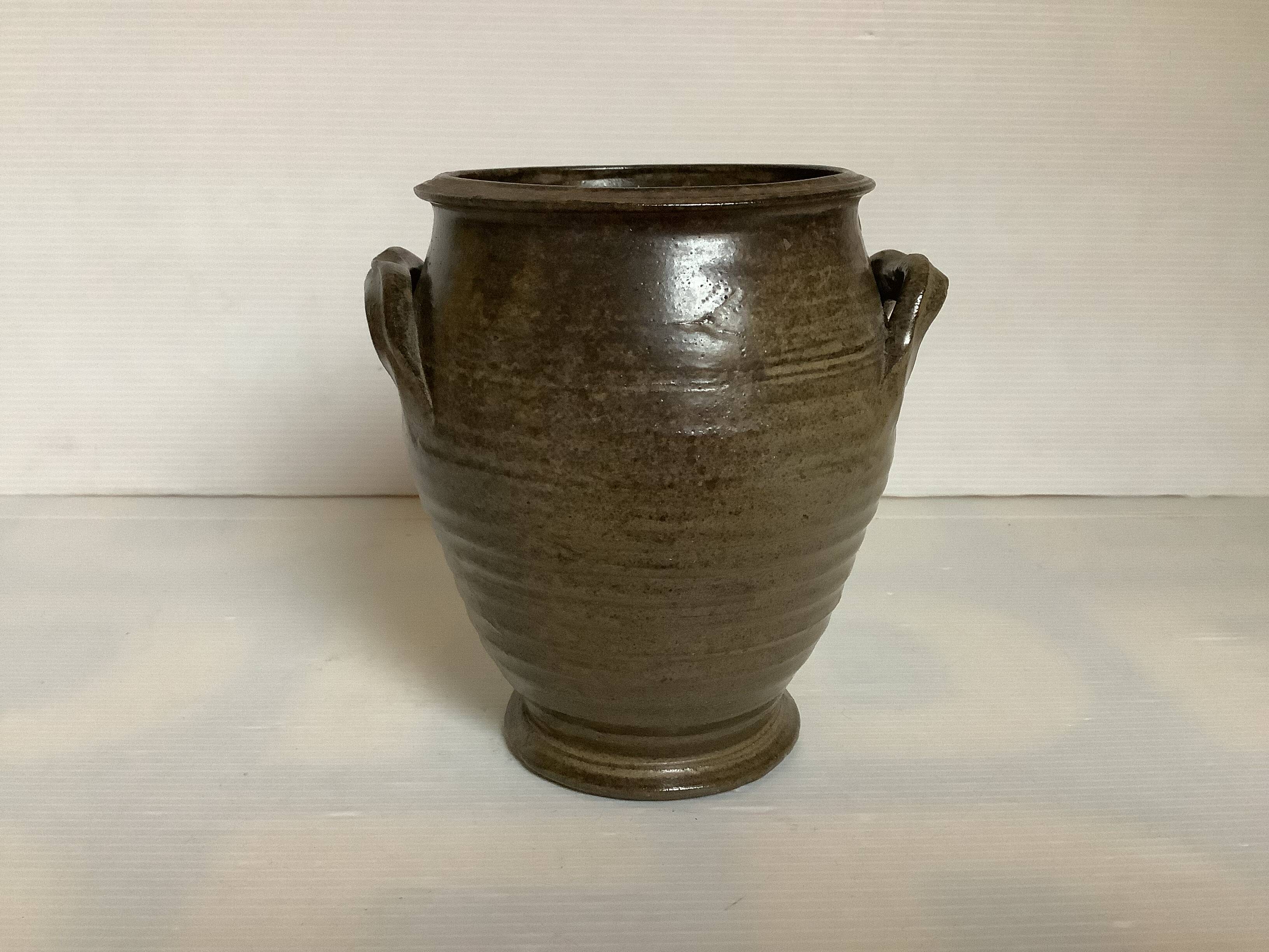 Brown ceramic vase jar