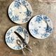 3 Gien dessert plates in iron earth, "Glycine" service around 1975