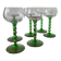 Set of green twisted stem white wine glasses – blown glass