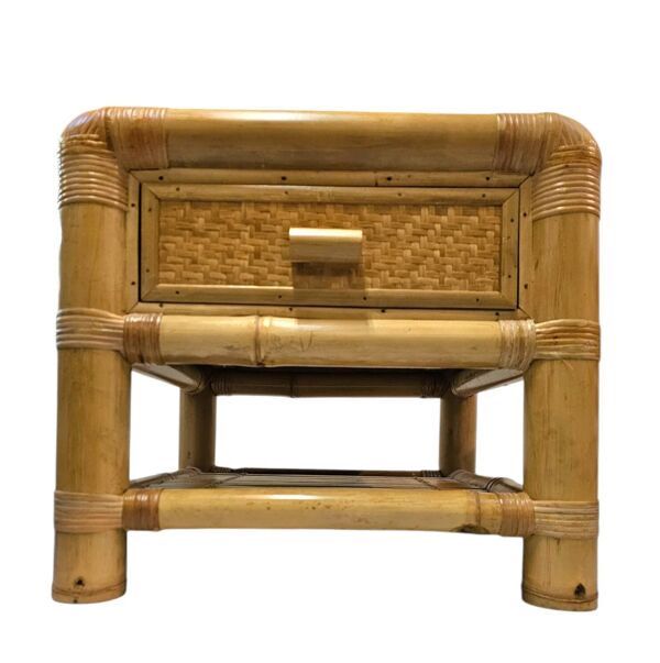 2 tables de chevet / tables d'appoint en bambou / années 1980