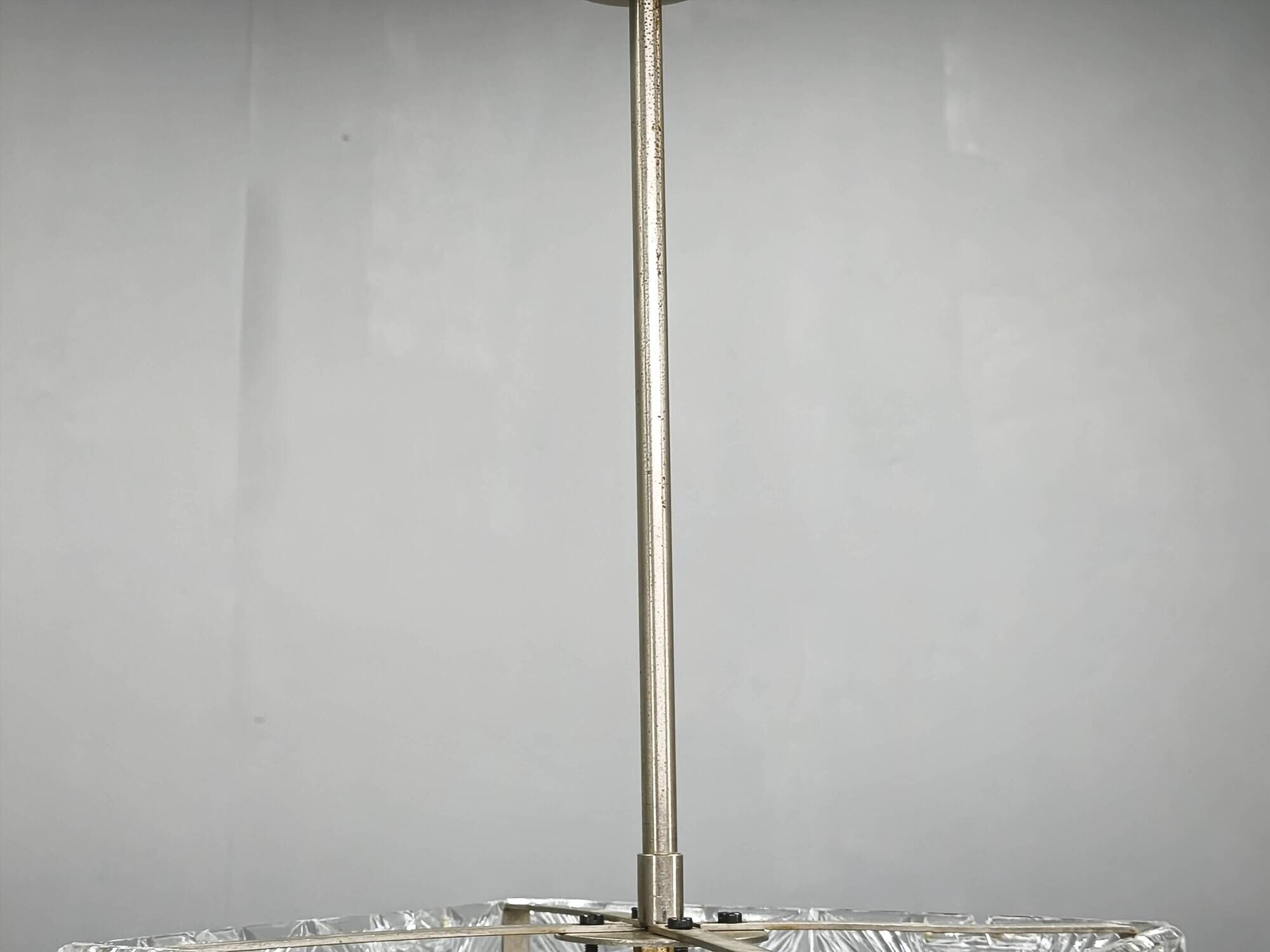 1970s Kamenicky Senov Czech Crystal Glass and Chrome Pendant Light