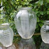 Set of three vases in molded glass old years 50/60 made in france