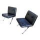Pair of Vintage Hans Eichenberger Lounge Chairs in Faux Leather and Chrome Steel