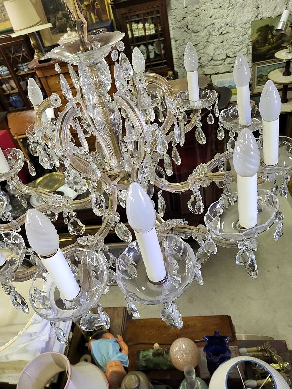 Lustre pampilles gaine de verre 12 ampoules