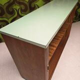 Meuble rideau rangement chêne 1960