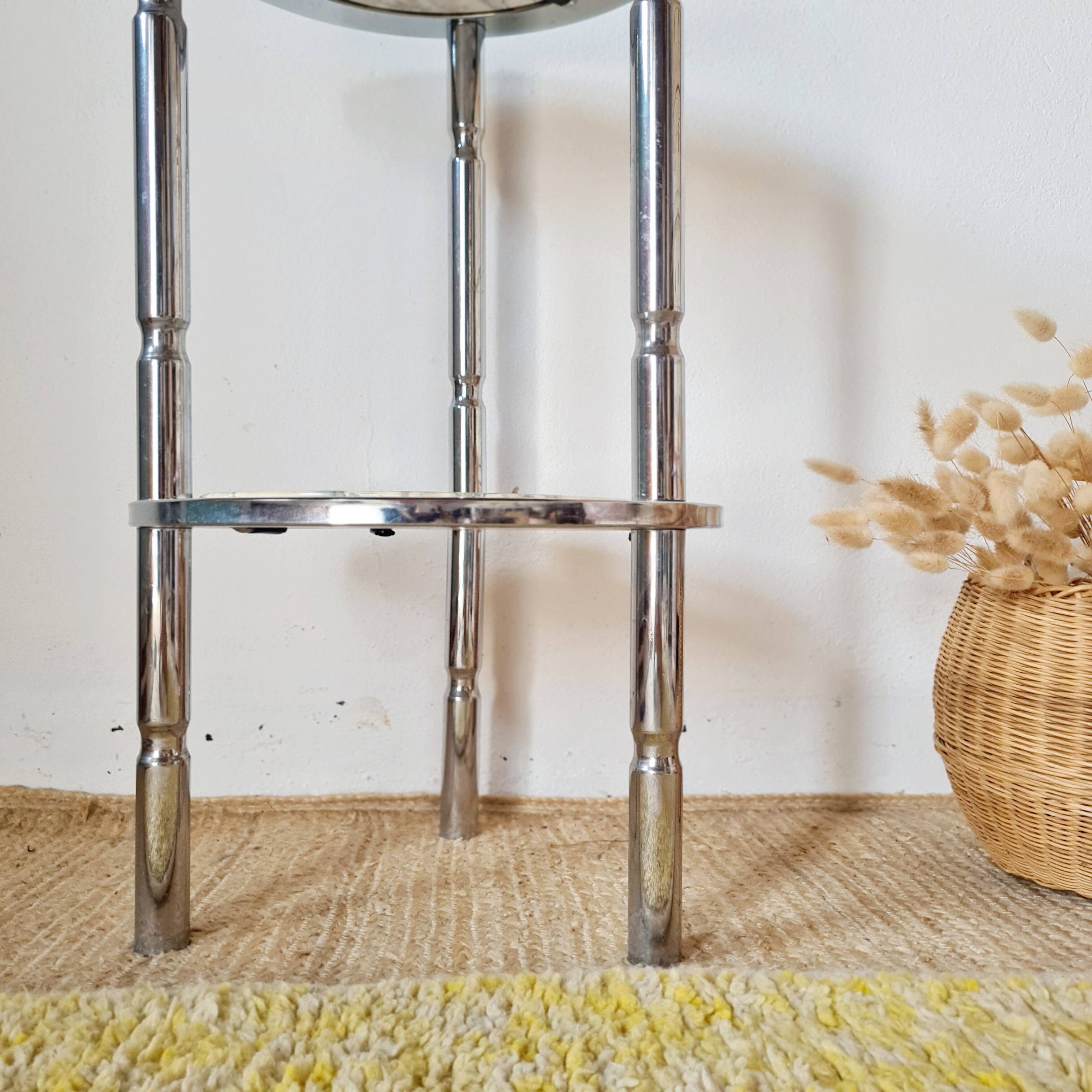 Table d'appoint en marbre et chrome, Italie années 70