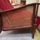 Wooden and velvet bench circa 1900