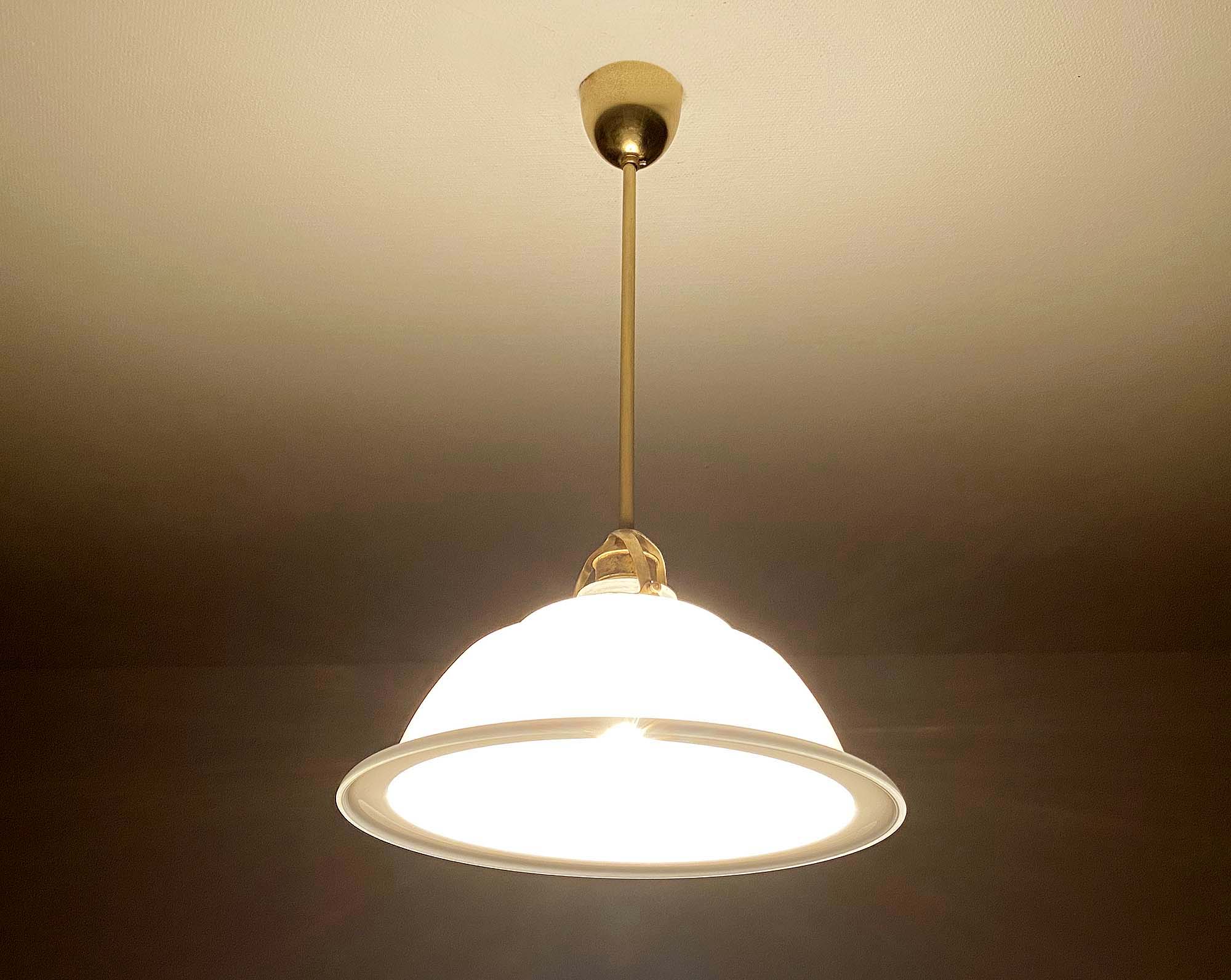 Art Deco pendant lamp, brass glass