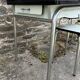 JPP pale green formica table, 4 chairs, 1 stool, 1950s