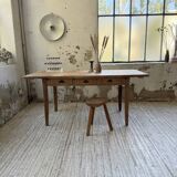 1950s pine and oak farmhouse table with multiple drawers