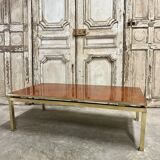 Guy Lefèvre coffee table for Maison JANSEN, imitation lacquer top, circa 1970.