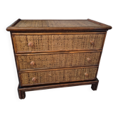 vintage 70s commode maugrion roche bobois rattan caning