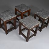 Tabourets vintage en pierre et bois x 4