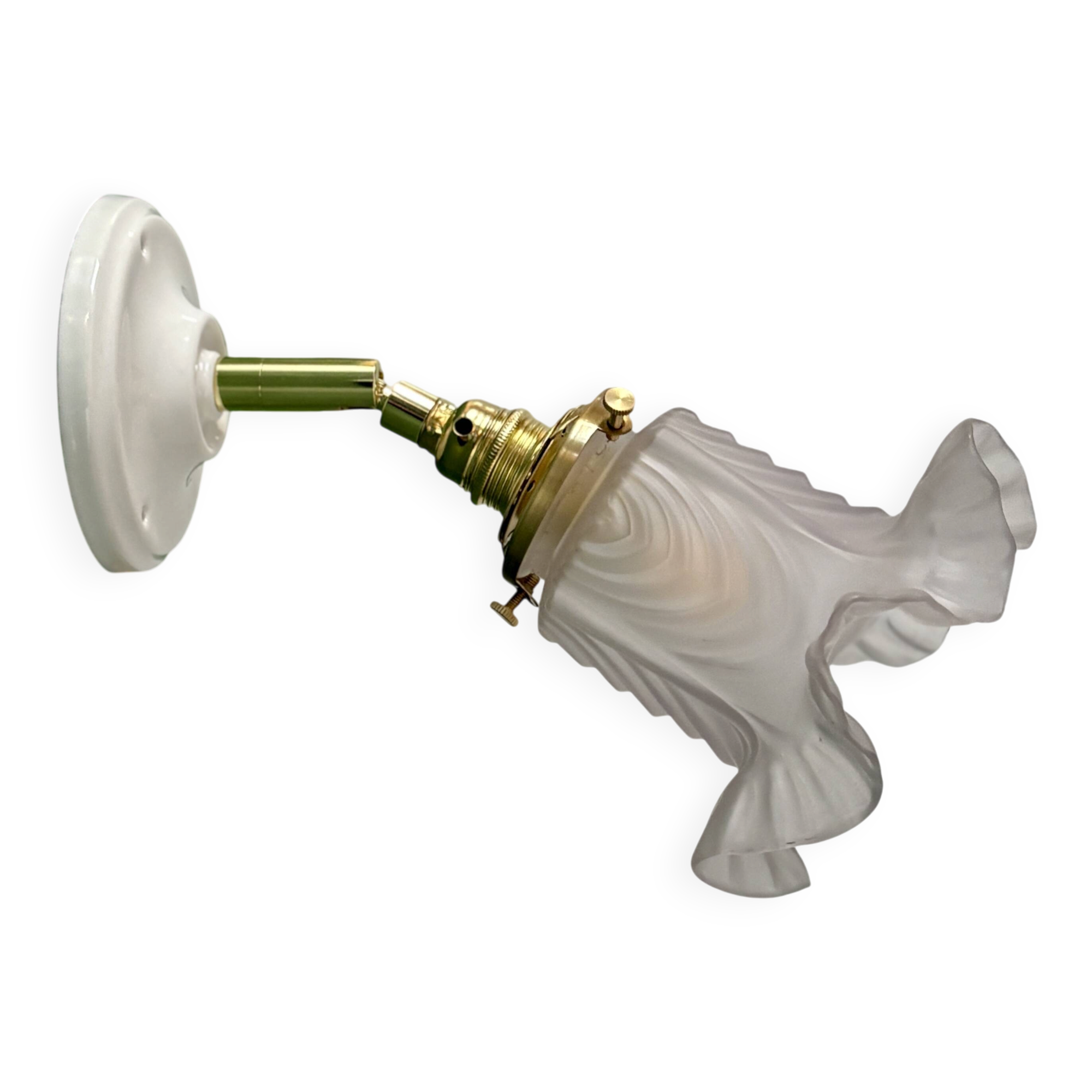 Vintage frosted glass tulip wall light (APJ1)