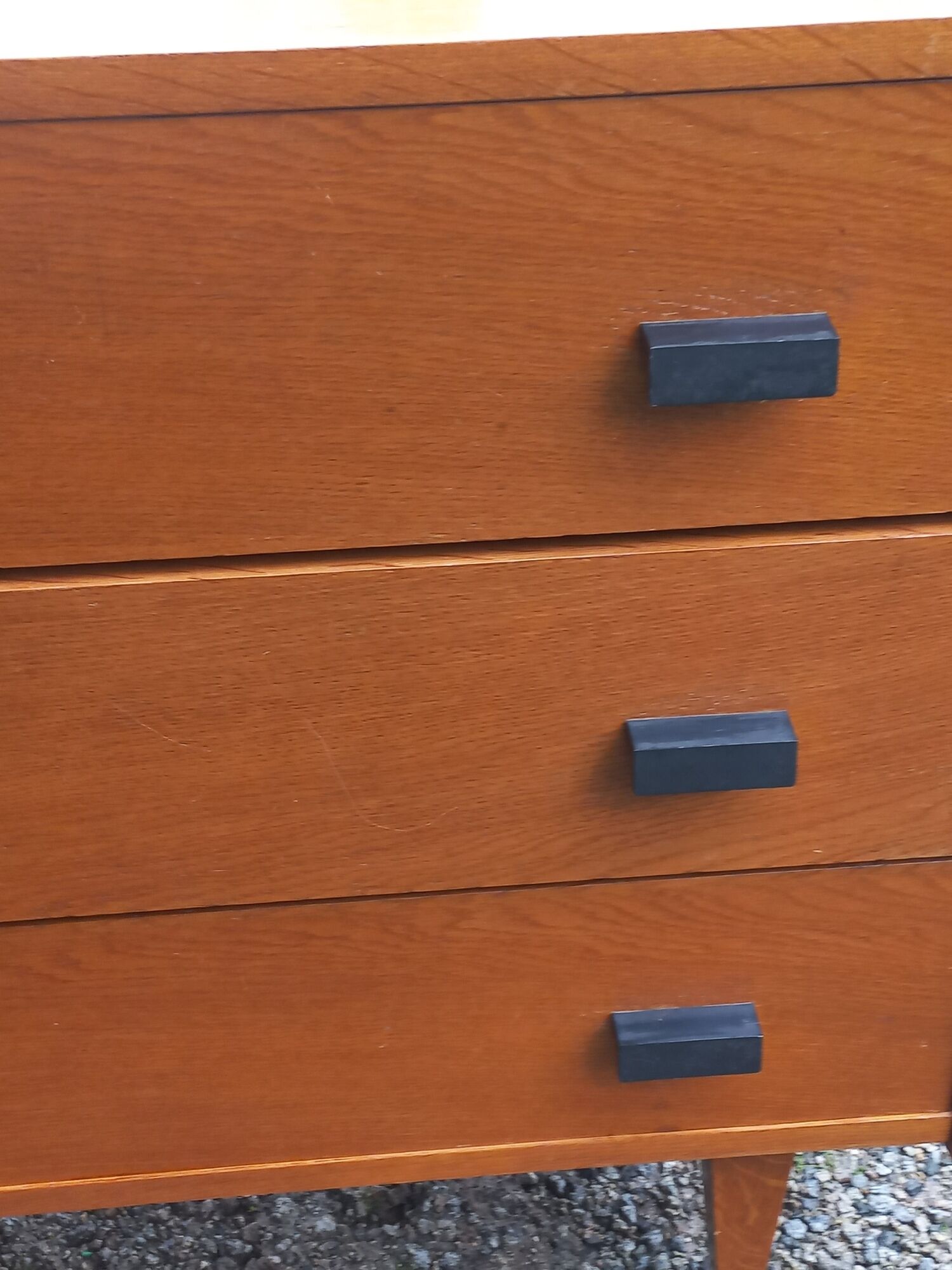 Vintage chest of drawers in gilded oak from the 50s 3 drawers feet bobbin