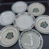 Mismatched set of old plates + dish - Green