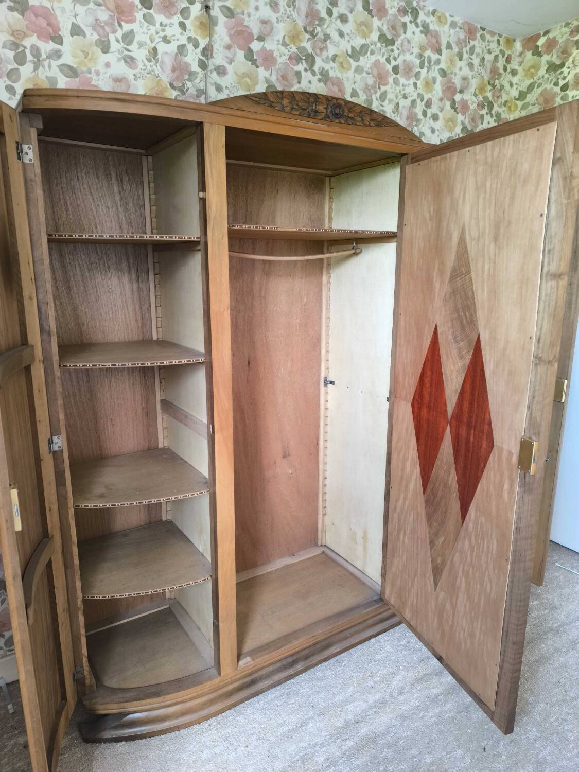 Art Deco wardrobe with mercury mirror