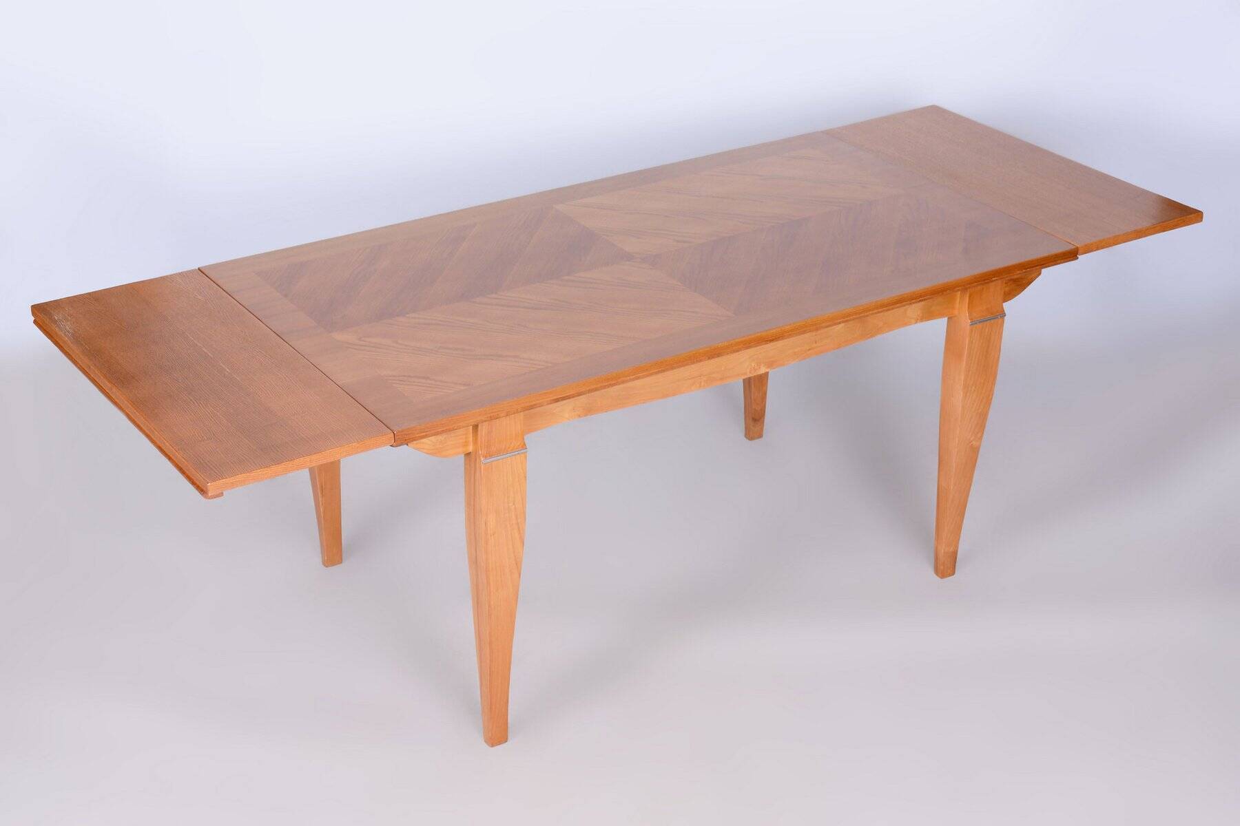 Art Deco Oak & Spruce Folding Table attributed to J. Leleu, France, 1920s
