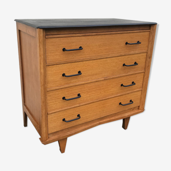 Vintage chest of drawers 1960 in honey-colored oak
