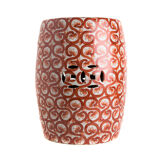Tabouret fleurs corail