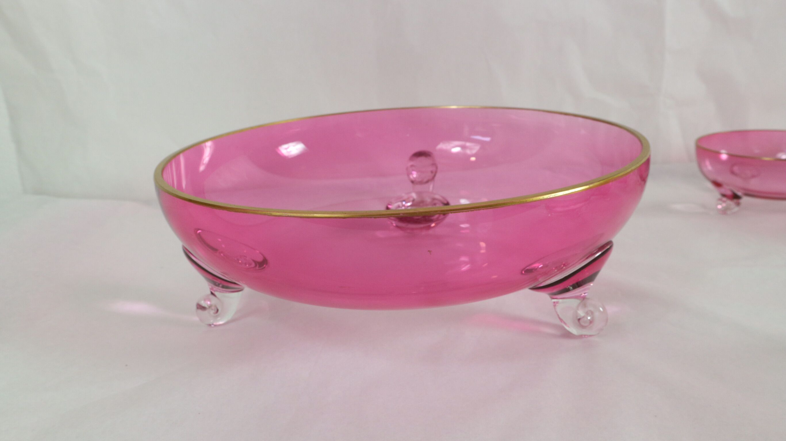 Vintage glasses service cup pink for 7 with service bowl