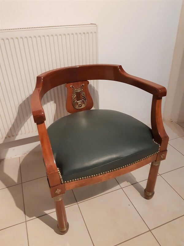 Empire office armchair with column feet