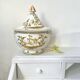 Covered candy jar signed M Malicorne, Moustiers decor