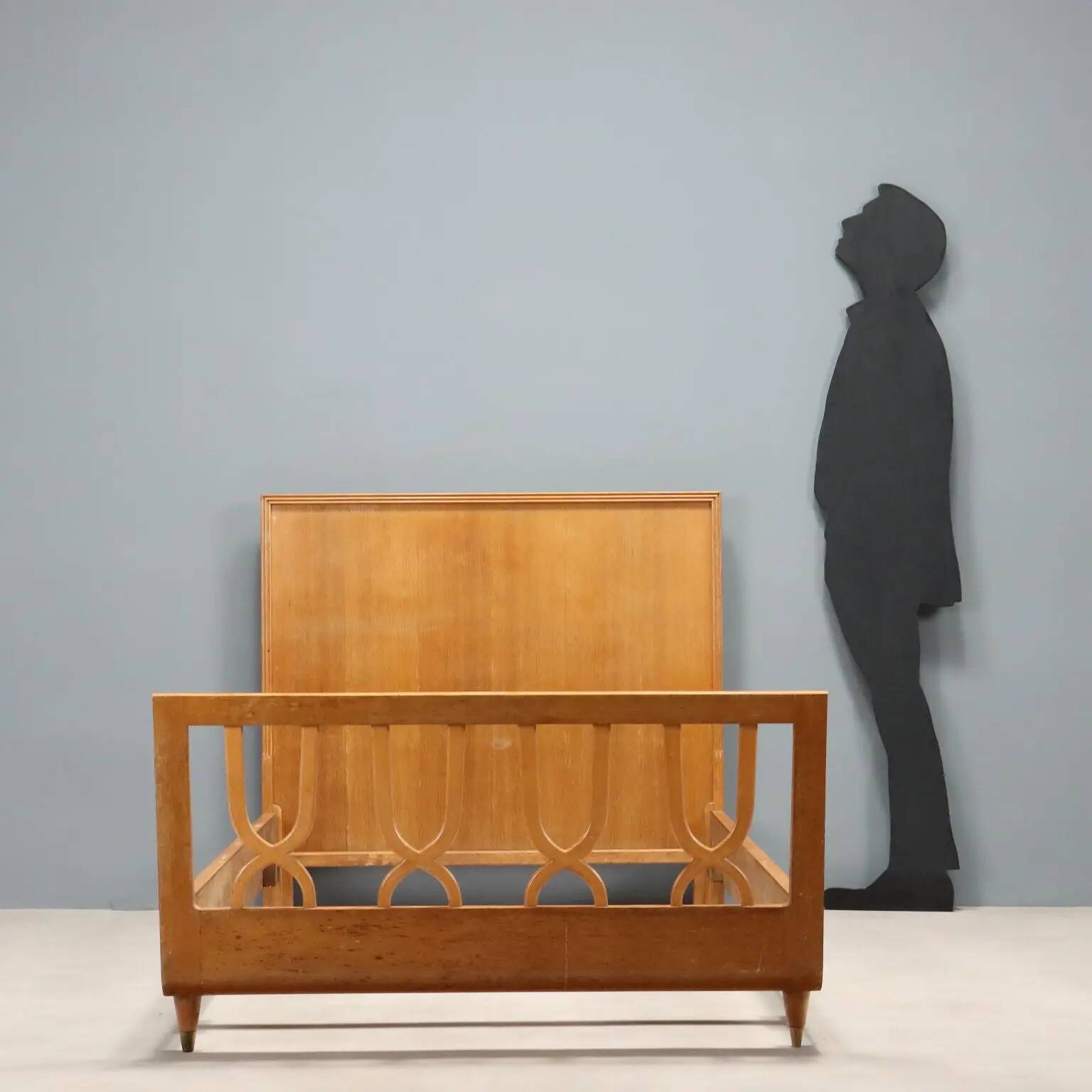 Simple vintage light in beech veneer, Italian design 1950s.