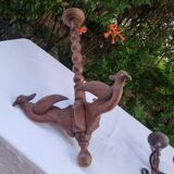 Antique lamp or candlestick, hand-carved, turned wood, Renaissance style