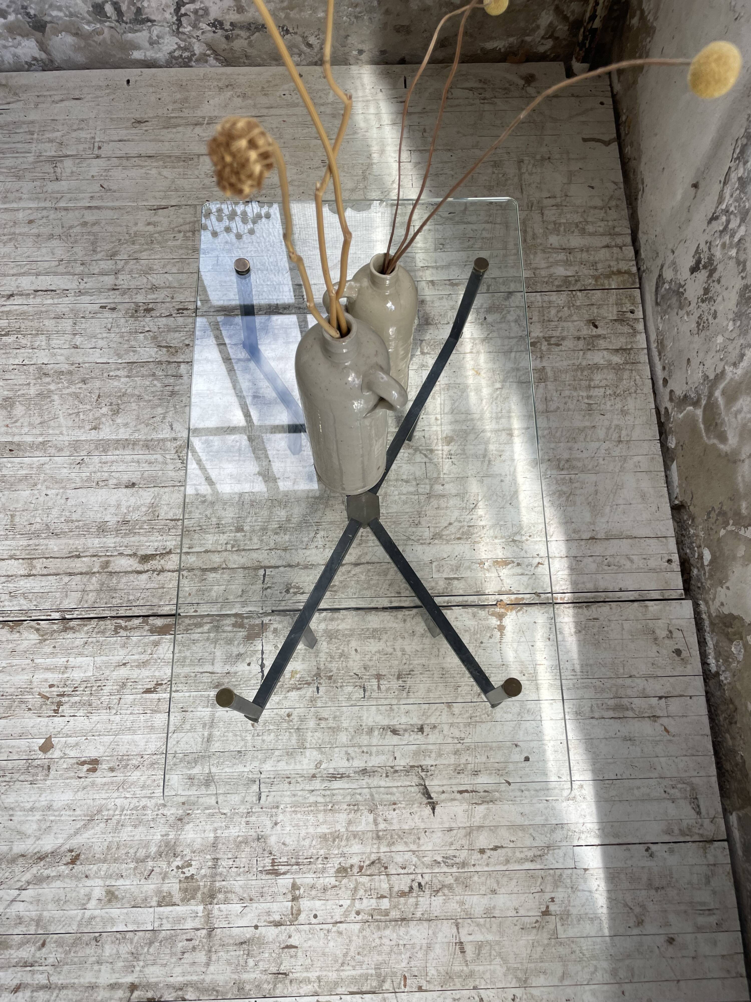 60s glass coffee table