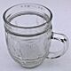 1970s 2 thick transparent glass mugs with textured bark imitation
