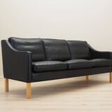 Black leather sofa, Danish design, 1970s, manufacture: Hurup Møbelfabrik