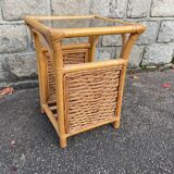 Square bamboo and rattan side table