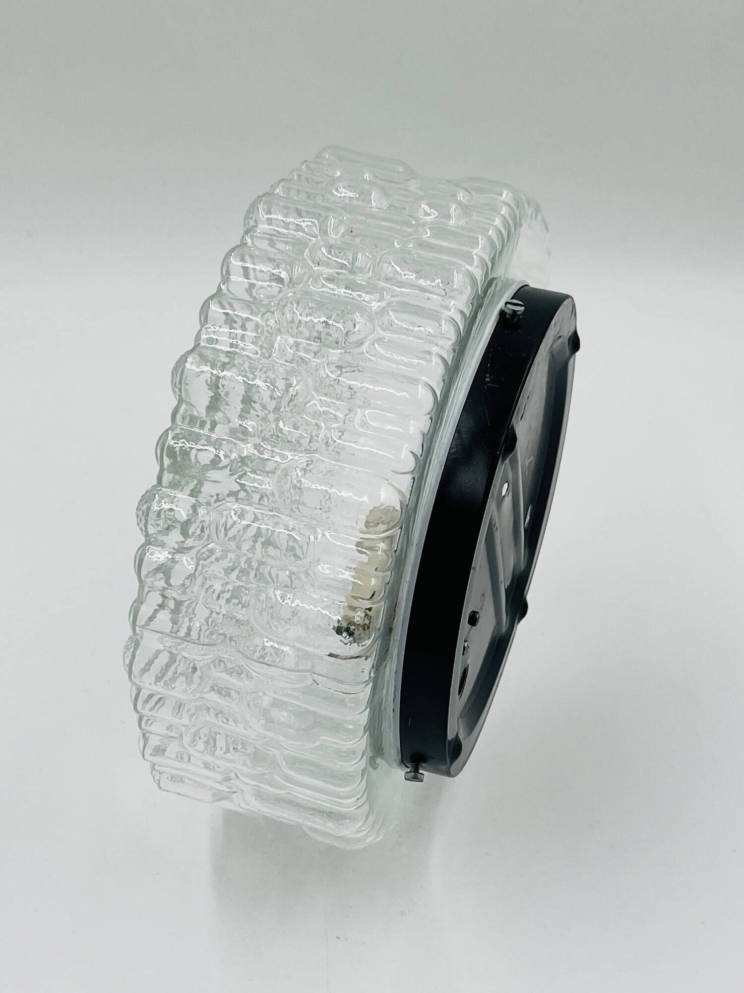Massive modernist ceiling light in moulded glass