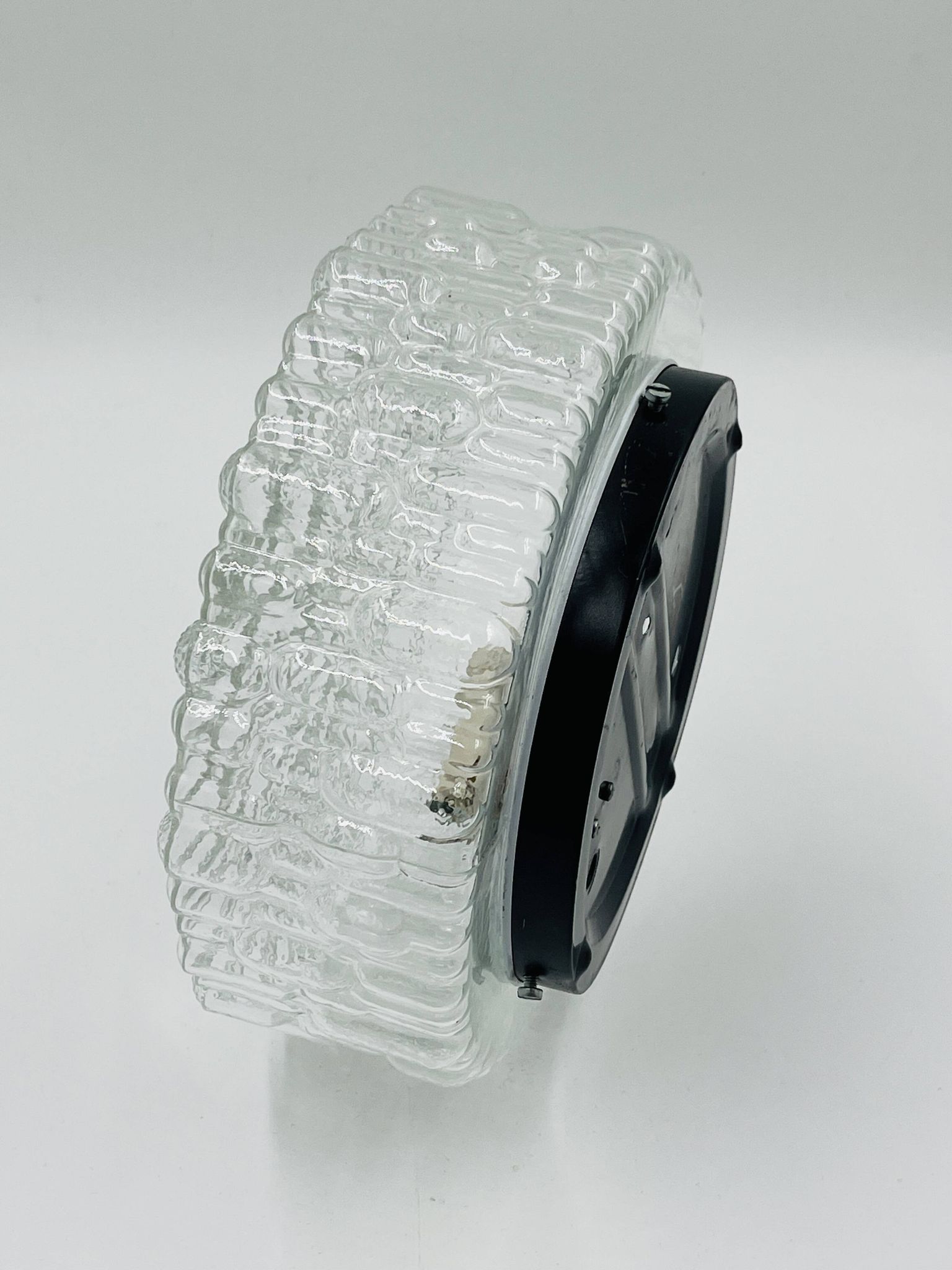 Massive modernist ceiling light in moulded glass
