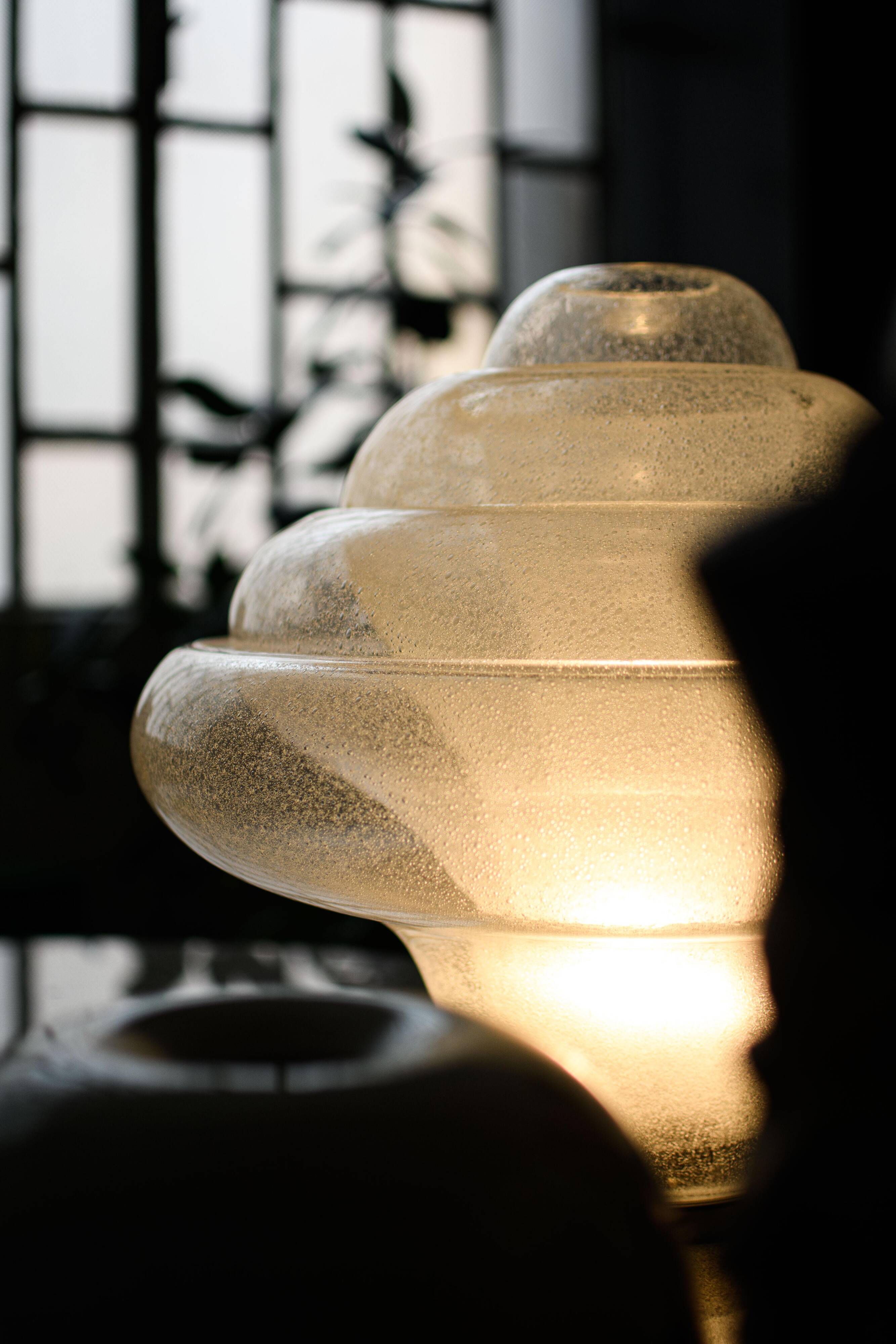 Lampe de table vintage Lotus par Carlo Nason pour Mazzega, verre de Murano soufflé, rare