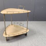 Italian Lacquered Goatskin / Parchment Serving Bar Cart by Aldo Tura, 1960s