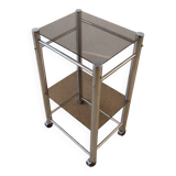 Chrome metal and glass side table