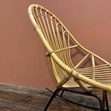 Rattan shell armchair