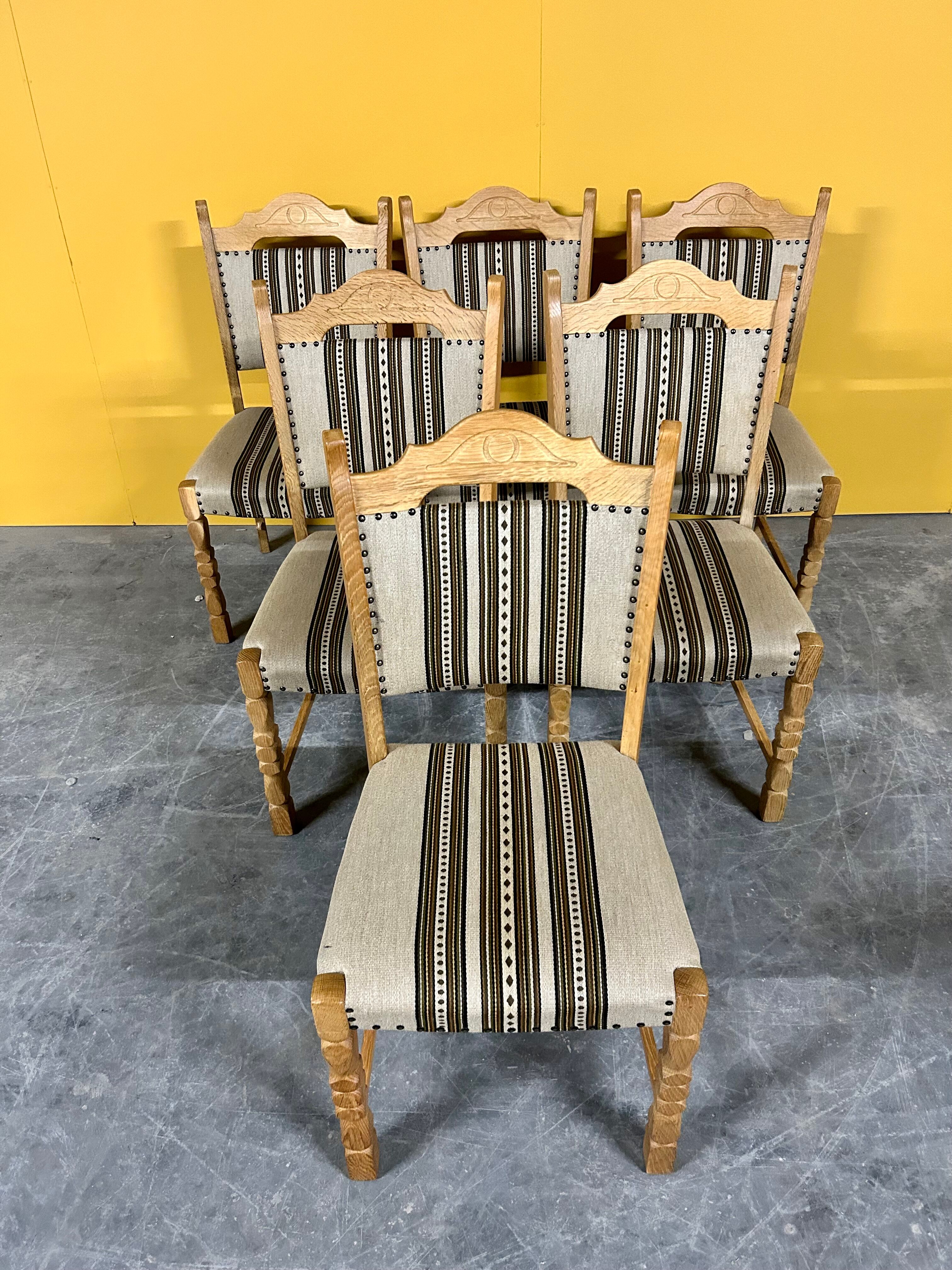 Danish vintage set of 6 oakwood dining chairs